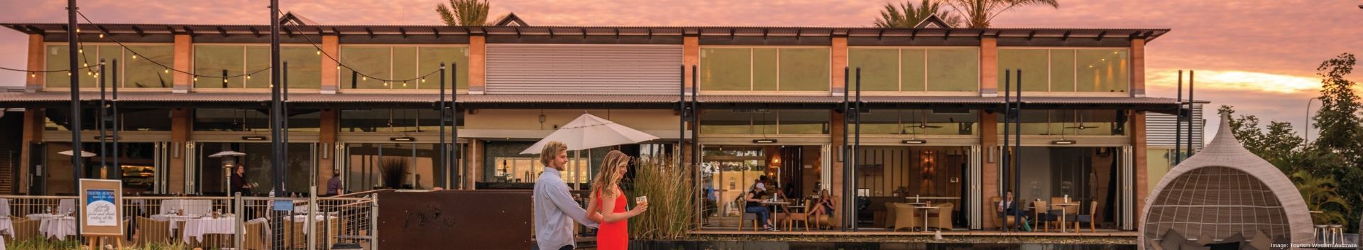 View of the Sunset Bar at the Cable Beach Resort, located in Broome